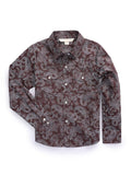 Girl's Ely Cattleman Burgundy Paisley Print Western Snap Shirt - Ely Cattleman