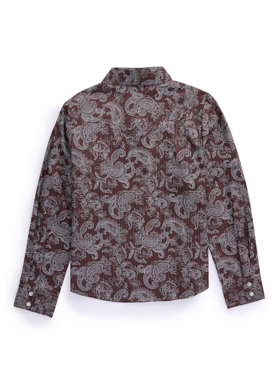 Girl's Ely Cattleman Burgundy Paisley Print Western Snap Shirt - Ely Cattleman - Flyclothing LLC