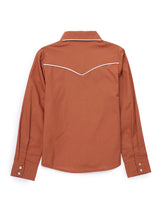 Girl's Ely Cattleman Solid Rust Western Snap Shirt with Floral Embroidery
