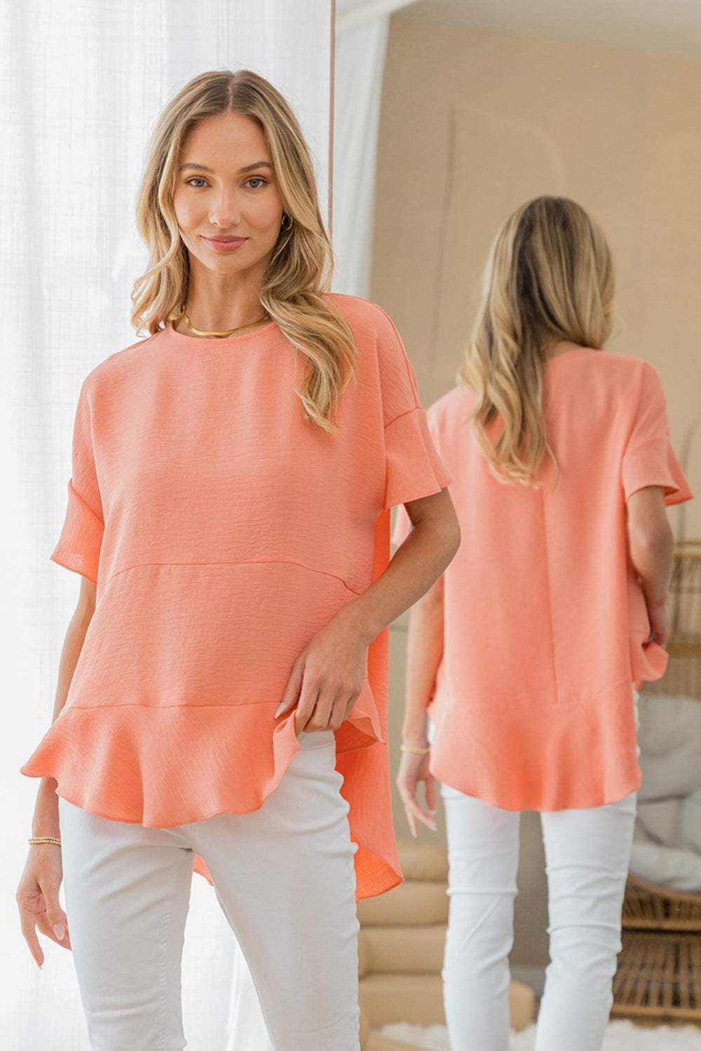 Sew In Love Round Neck Ruffled Top - Trendsi - Flyclothing LLC