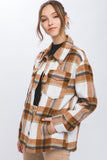 Love Tree Plaid Button Up Shacket - Trendsi