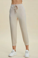 Basic Bae Full Size Air Scuba Drawstring High Waist Cropped Pants - ShopBasicbae - Flyclothing LLC