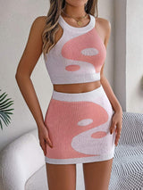 Round Neck Sleeveless Top and Skirt Knit Set - Trendsi - Flyclothing LLC