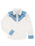 Girl's Ely Cattleman Solid Western Snap Shirt with Floral Embroidery - Ely Cattleman