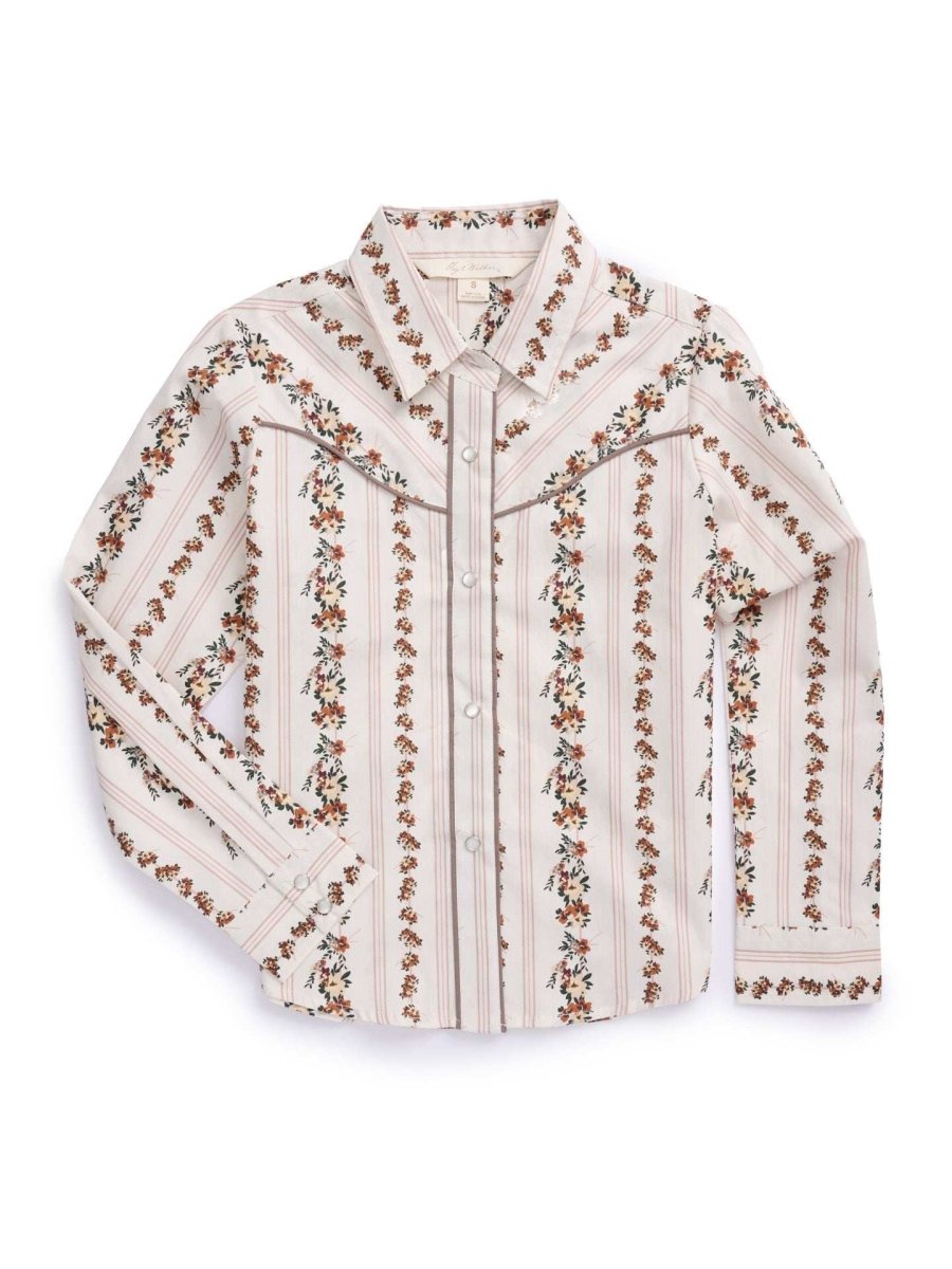 Girl's Ely Cattleman Wallpaper Floral Print Western Snap Shirt - Ely Cattleman - Flyclothing LLC