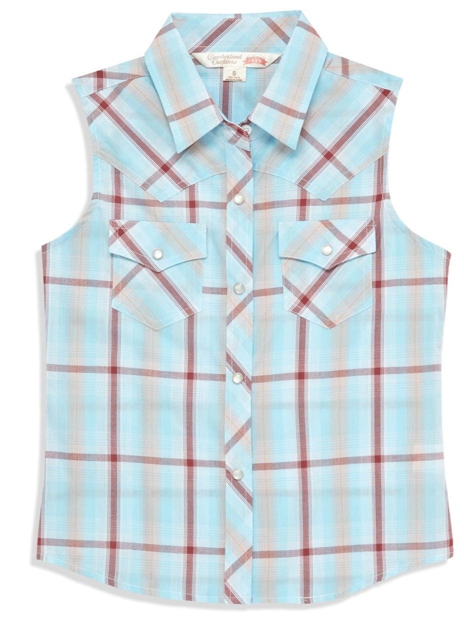 Girl's Ely Cattleman Aqua Plaid Shirt - Ely Cattleman