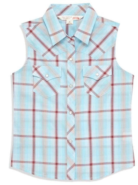 Girl's Ely Cattleman Aqua Plaid Shirt - Ely Cattleman