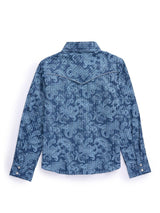 Girl's Ely Cattleman Denim Blue Paisley Print Western Snap Shirt - Ely Cattleman - Flyclothing LLC