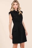 Mittoshop Cargo Pocket Half Button Mini Dress - Trendsi - Flyclothing LLC