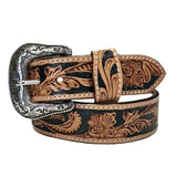 Heavy Duty Brown Tooled Leather Western Belt - Rockmount Ranch Wear - Flyclothing LLC