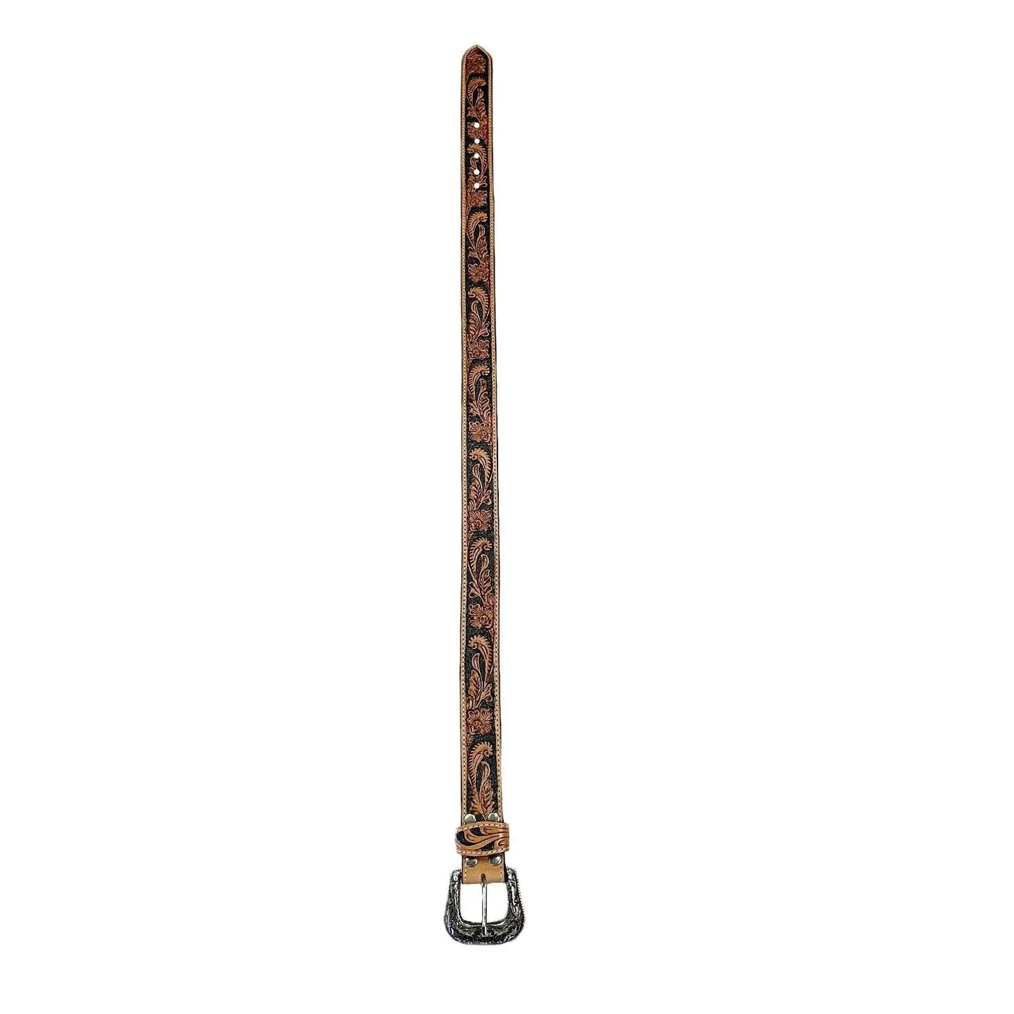 Heavy Duty Brown Tooled Leather Western Belt - Rockmount Ranch Wear - Flyclothing LLC
