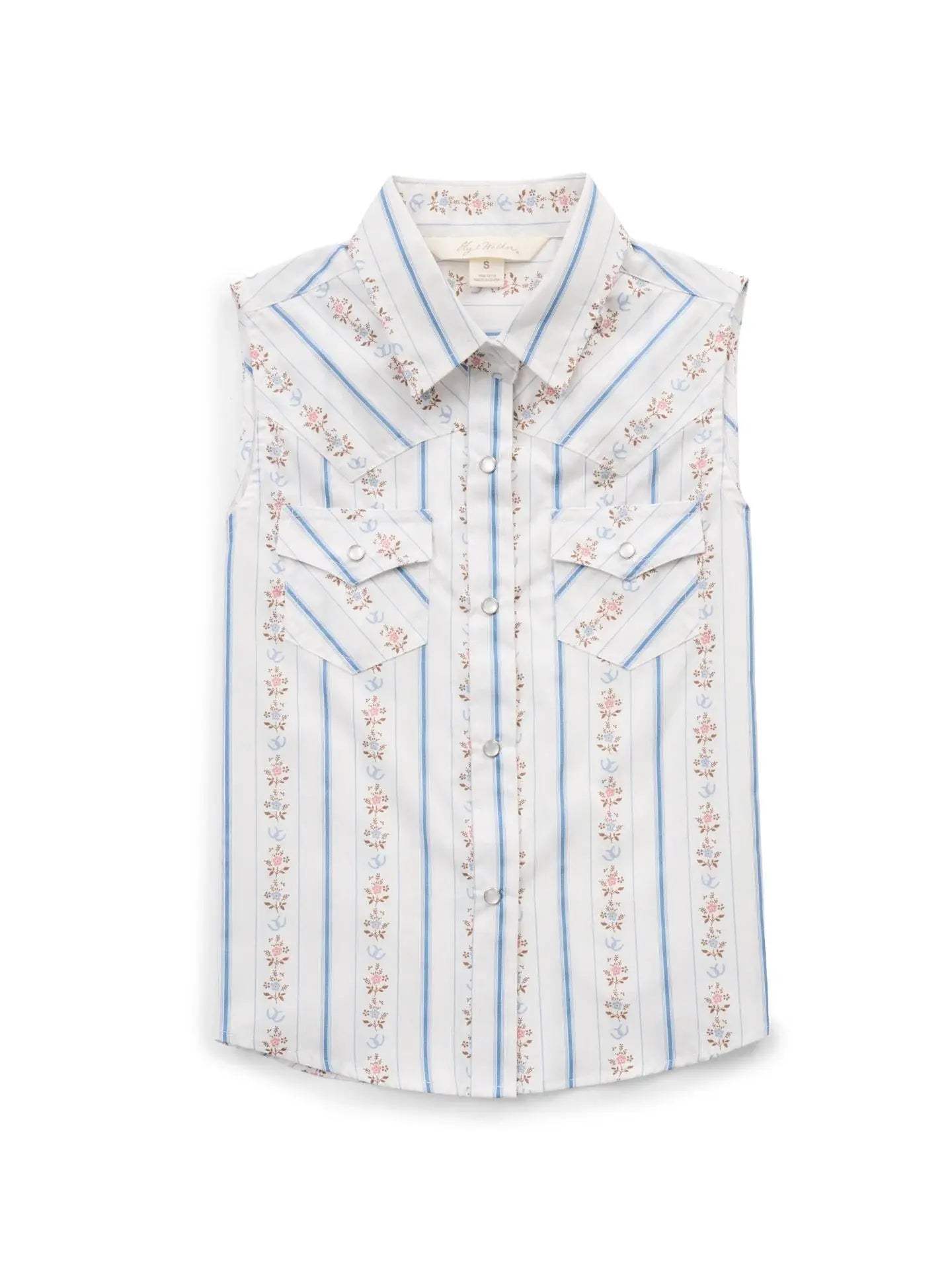 Girl's Ely Walker Horseshoe Wallpaper Floral Print Sleeveless Shirt - Ely Cattleman - Flyclothing LLC