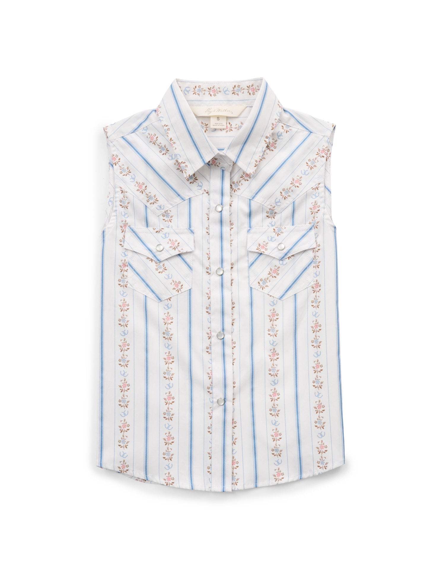 Girl's Ely Walker Horseshoe Wallpaper Floral Print Sleeveless Shirt - Ely Cattleman - Flyclothing LLC