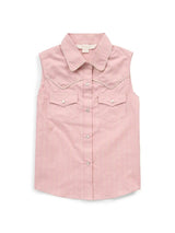 Girl's Ely Walker Dusty Pink Western Motif Print Sleeveless Shirt - Ely Cattleman - Flyclothing LLC