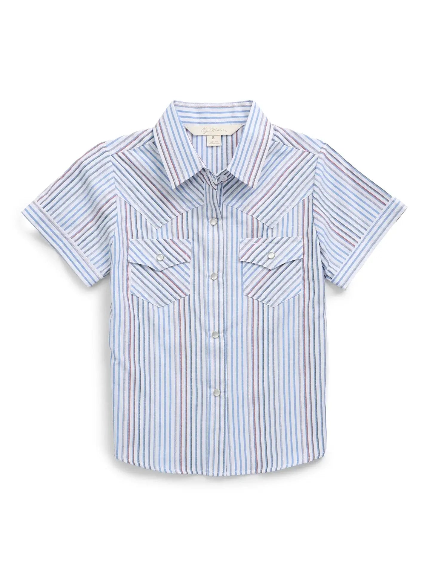 Girl's Ely White Multi Stripe Short Sleeve Shirt - Ely Cattleman - Flyclothing LLC