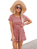 Ruffled Boat Neck Short Sleeve Romper - Trendsi - Flyclothing LLC