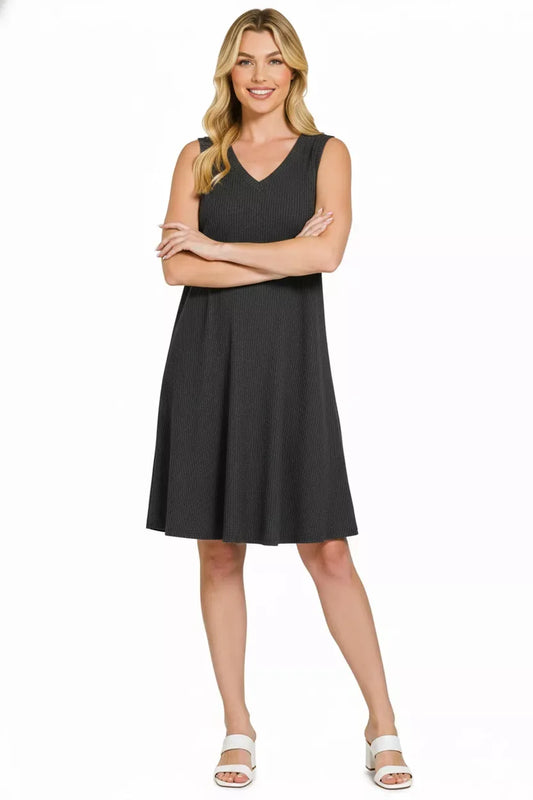 Zenana Raised Rib Sleeveless Mini Dress - Trendsi - Flyclothing LLC