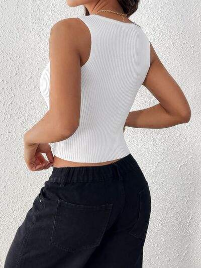 Perfee Bow Front Round Neck Tank - Trendsi - Flyclothing LLC