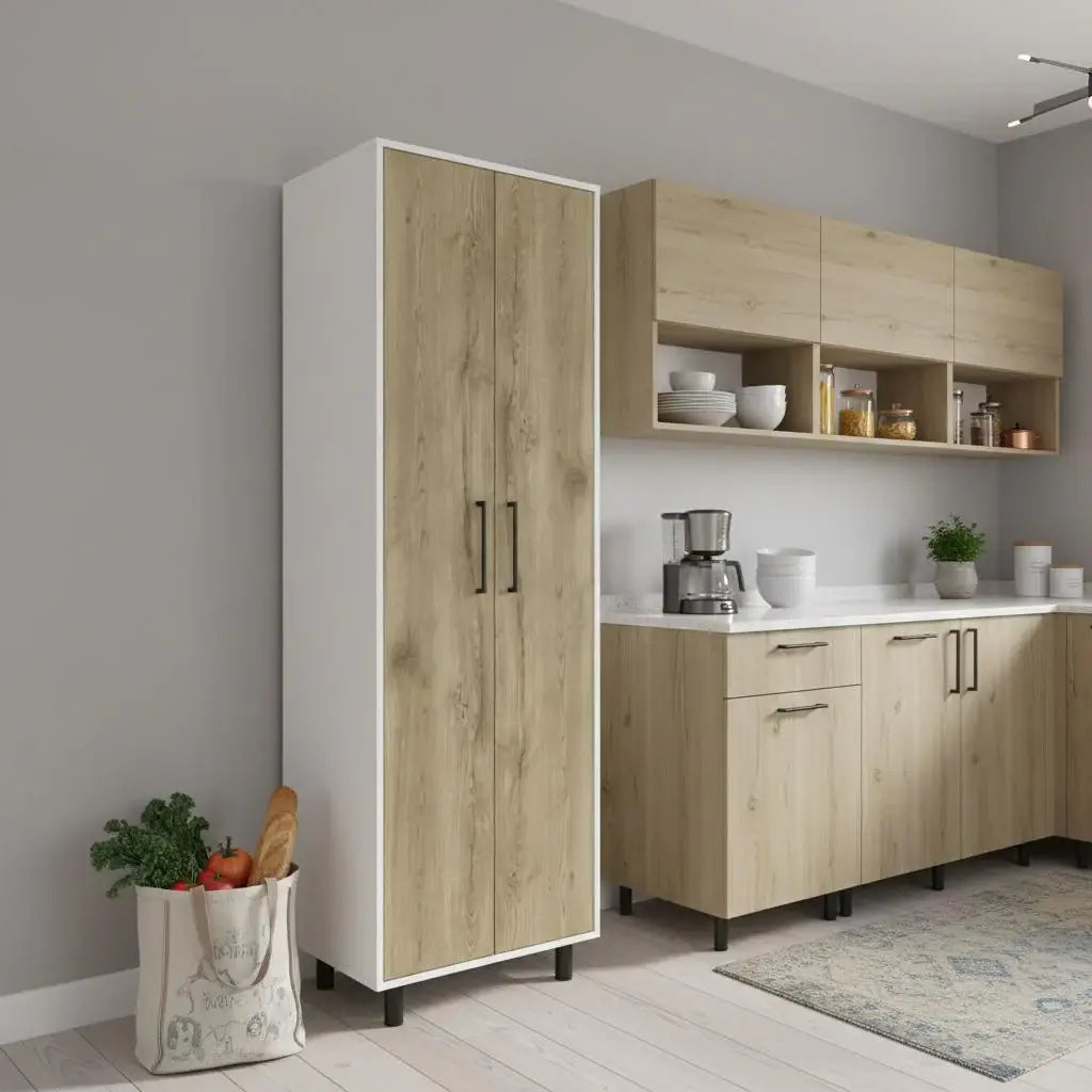 71" Beige Wood Two Door Pantry Or Storage Closet - Homeroots - Flyclothing LLC