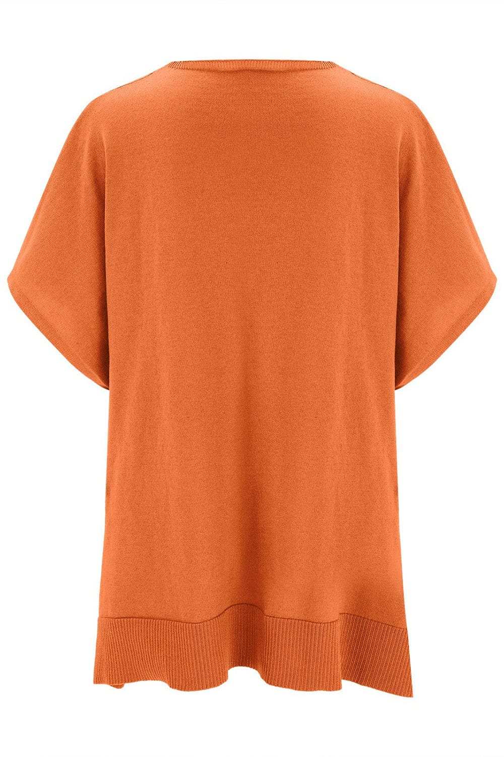 Slit V-Neck Half Sleeve Knit Top - Trendsi - Flyclothing LLC