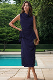 Twisted Slit Cowl Neck Sleeveless Midi Dress Trendsi