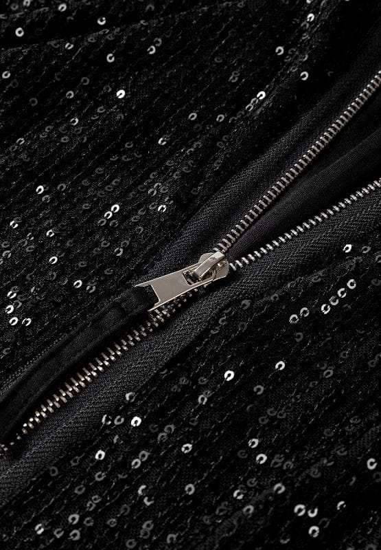 Sequin Zip Up Long Sleeve Jacket - Trendsi - Flyclothing LLC