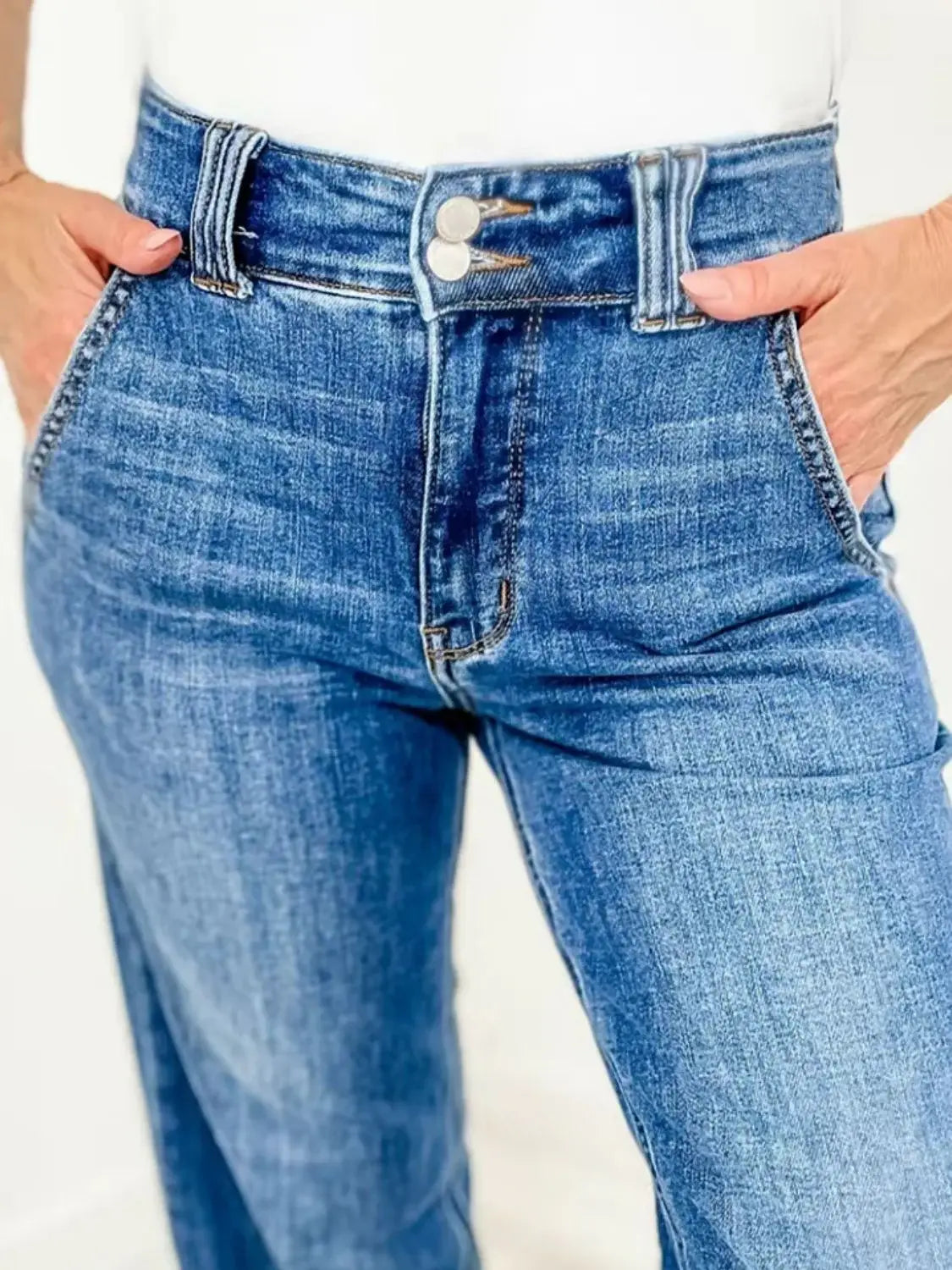 Washed Straight Leg Jeans - Trendsi - Flyclothing LLC