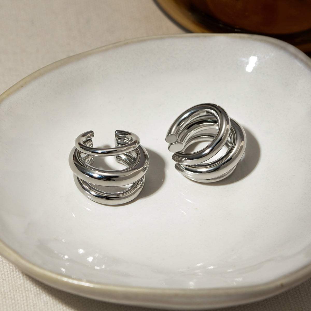 Stainless Steel Layered Cuff Earrings - Trendsi - Flyclothing LLC