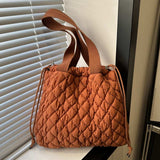 Drawstring Bubble Texture Tote Bag - Trendsi - Flyclothing LLC