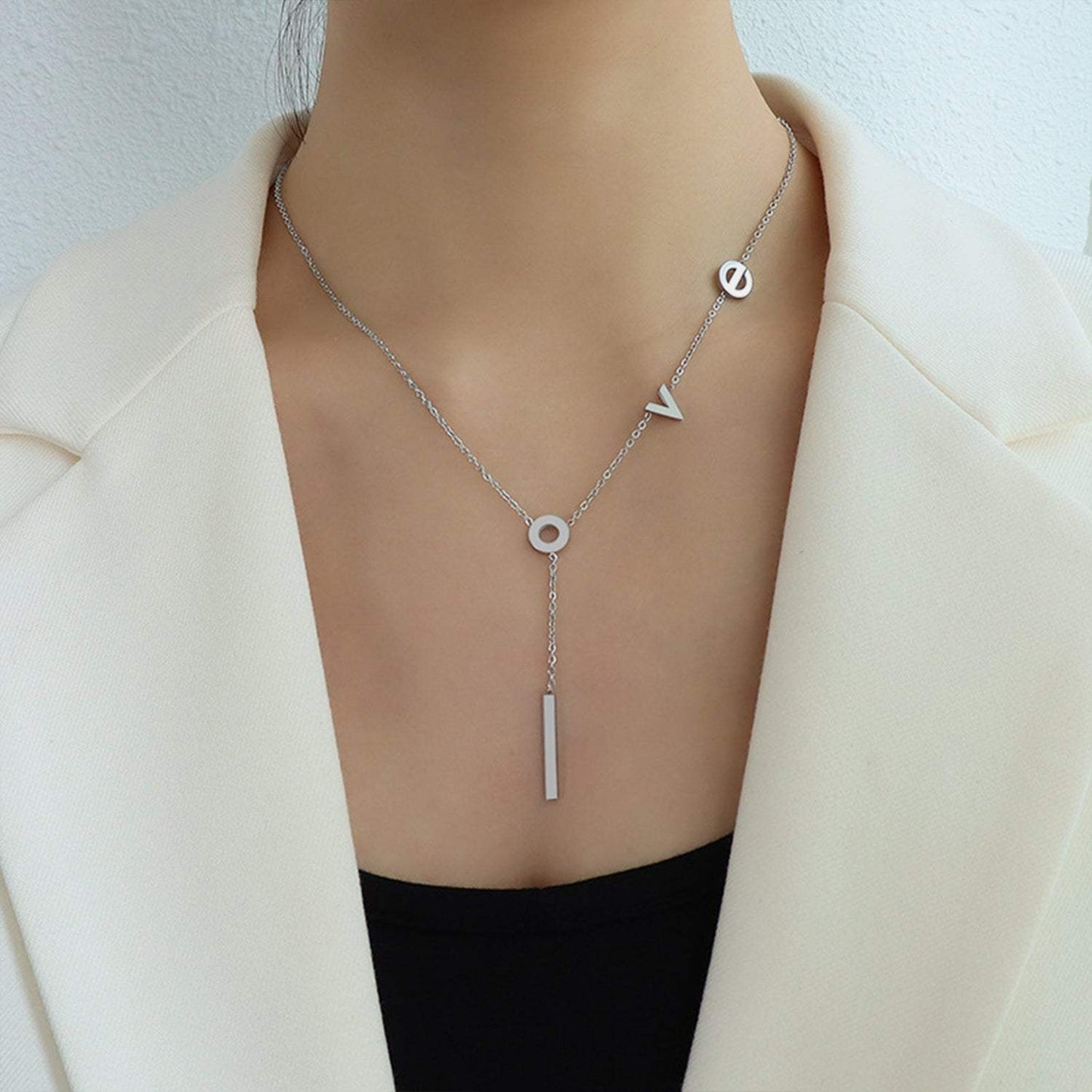 Titanium Steel Letter Necklace - Trendsi - Flyclothing LLC