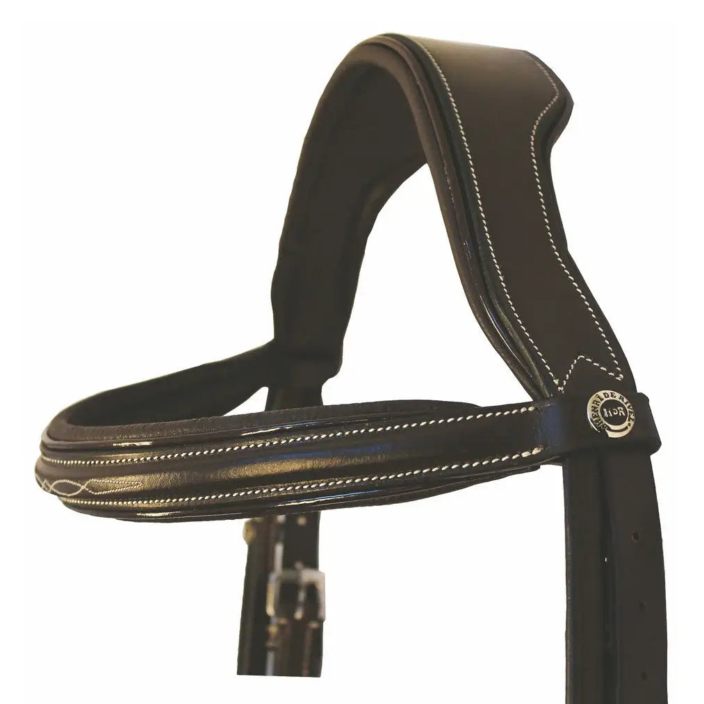 Henri de Rivel Pro Mono Crown Fancy Bridle with Patent Leather Piping and Laced Reins - Breeches.com - Flyclothing LLC