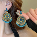 Rhinestone Alloy Bead Dangle Earrings - Trendsi - Flyclothing LLC