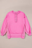 Sequin Half Button Long Sleeve Sweatshirt - Trendsi - Flyclothing LLC