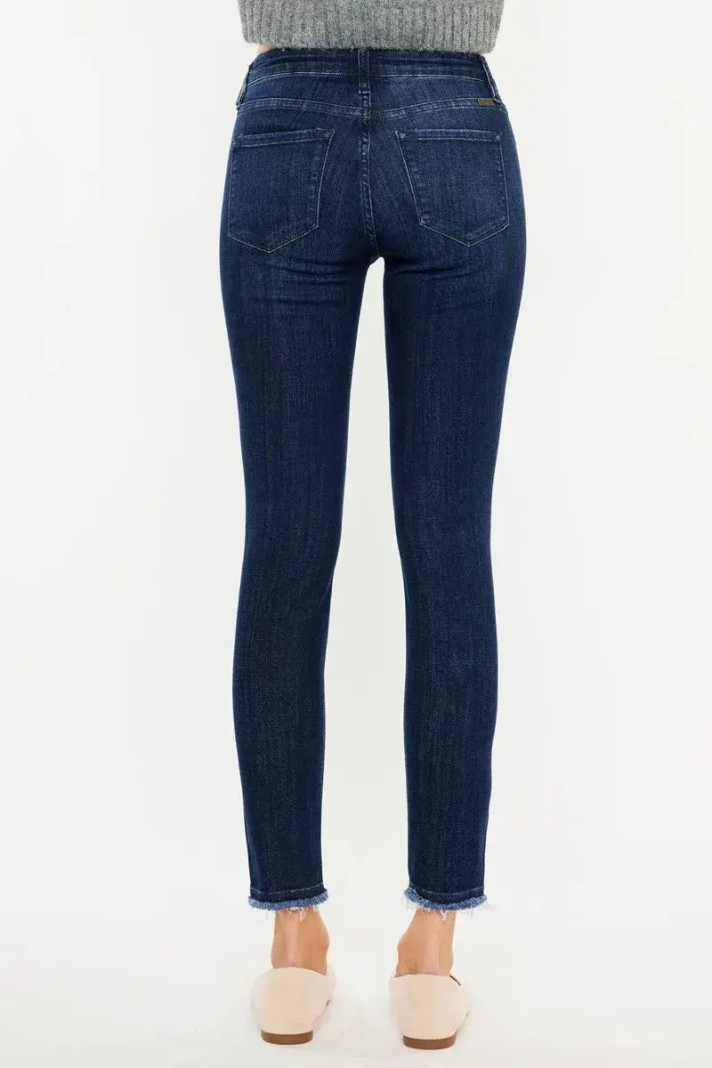 Kancan High-Rise Slim Fit Raw Hem Ankle Jeans - Trendsi - Flyclothing LLC