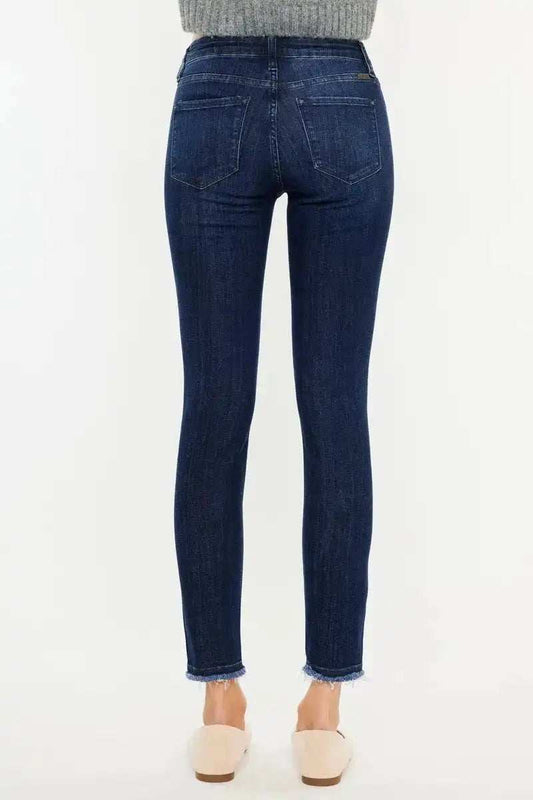 Kancan High-Rise Slim Fit Raw Hem Ankle Jeans - Trendsi - Flyclothing LLC