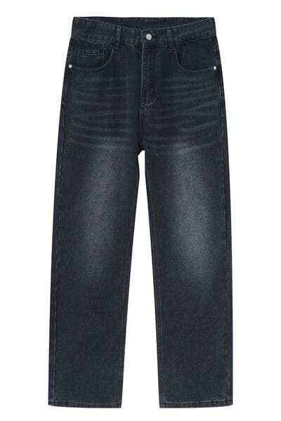Straight Leg Jeans with Pockets - Trendsi - Flyclothing LLC