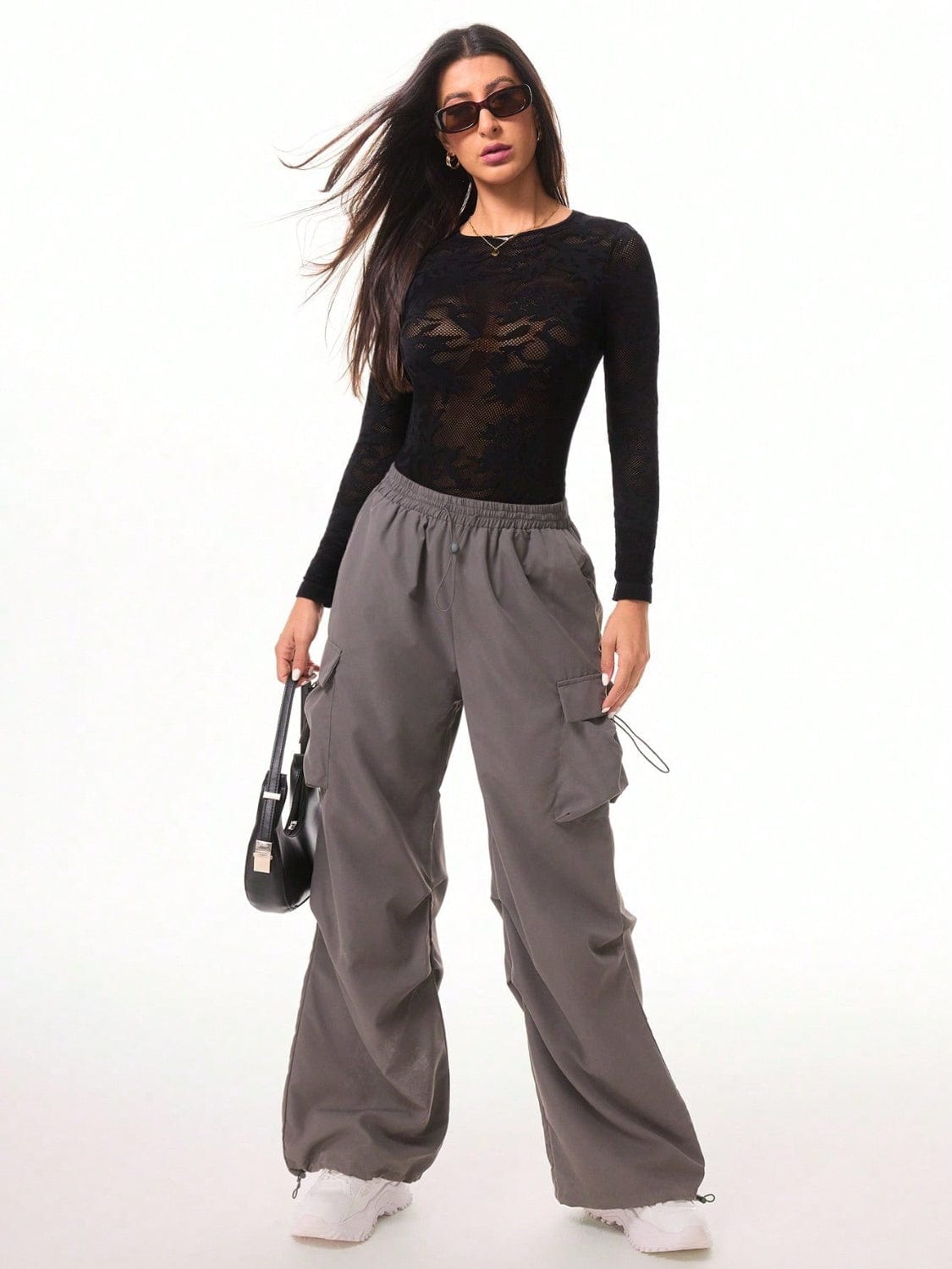 Round Neck Long Sleeve Lace Bodysuit - Trendsi