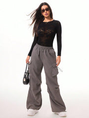 Round Neck Long Sleeve Lace Bodysuit - Trendsi