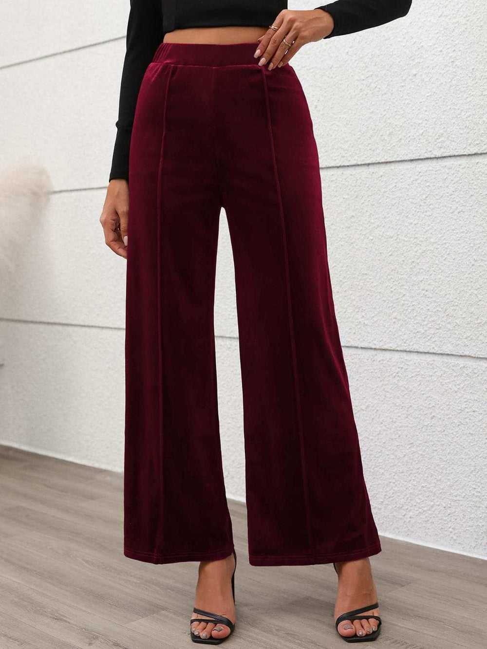 Elastic Waist Wide Leg Pants - Trendsi - Flyclothing LLC