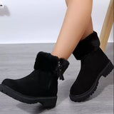 Side Zipper Fuzzy Boots - Trendsi - Flyclothing LLC