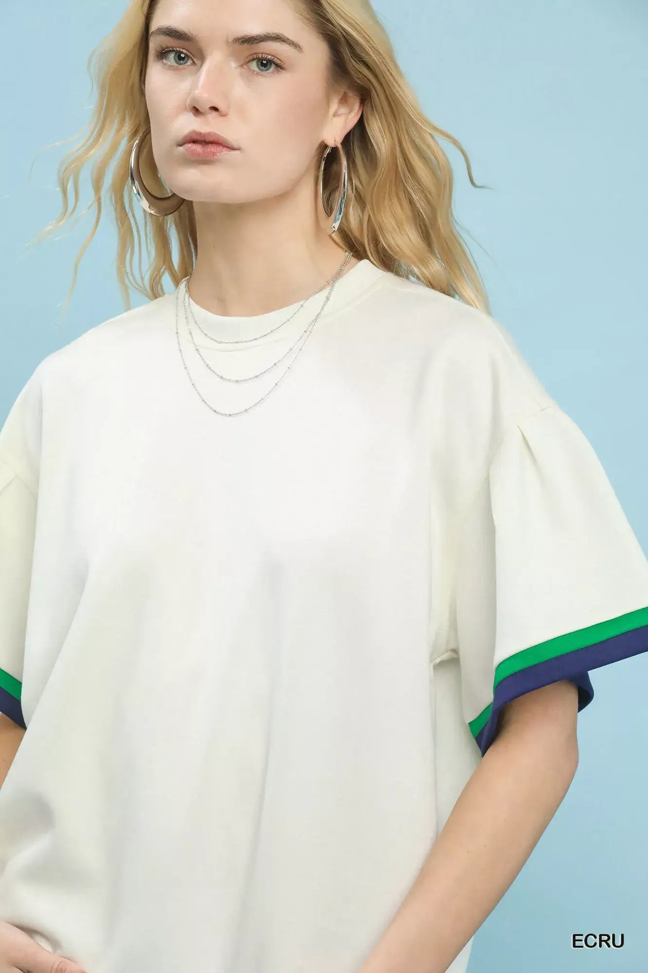 Umgee Contrast Trim Bell Sleeve Top - Trendsi - Flyclothing LLC