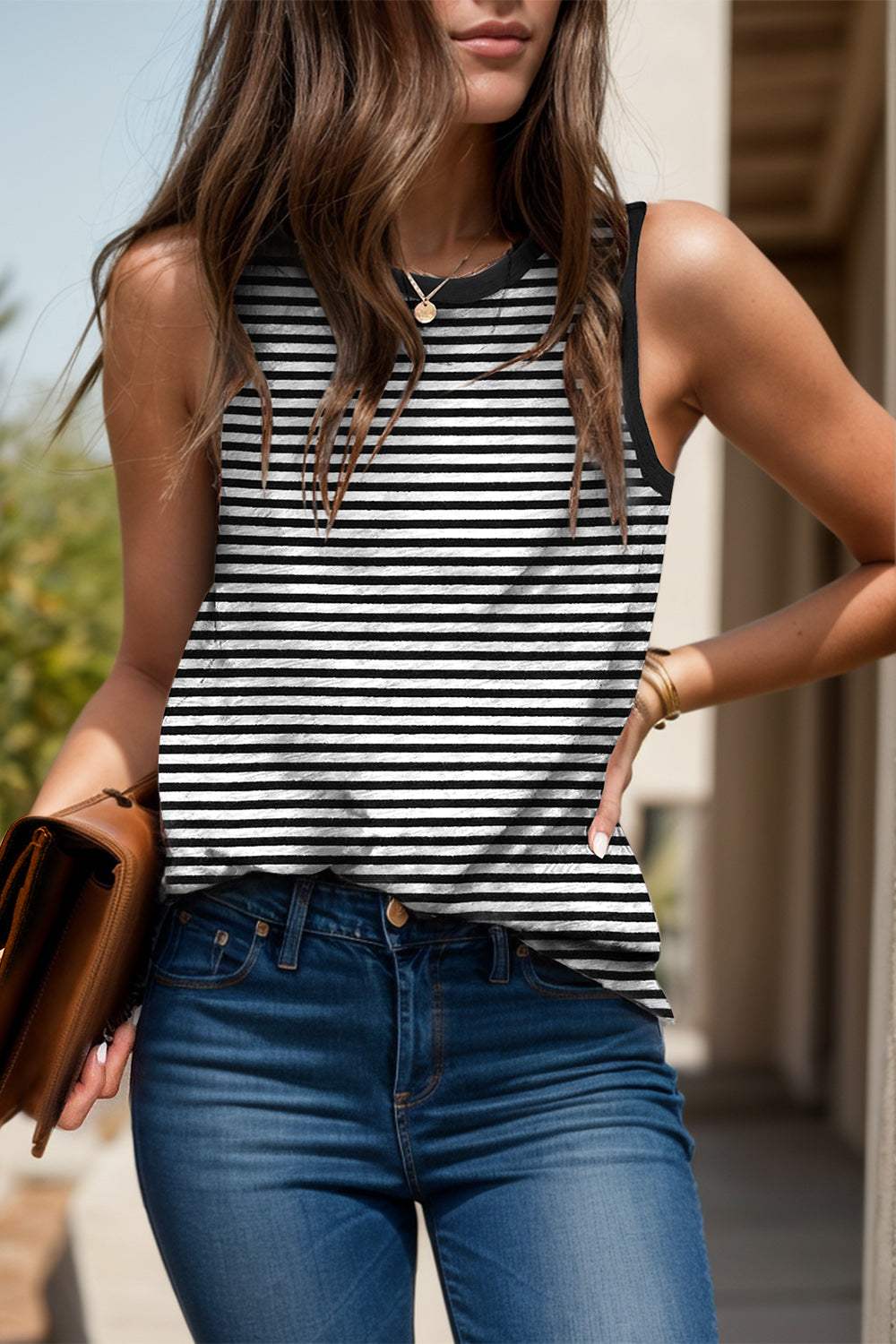 Printed Round Neck Tank - Trendsi - Flyclothing LLC