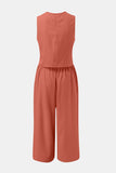 Round Neck Top and Wide Leg Pants Set - Trendsi