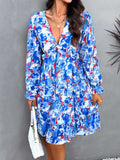 Backless Printed V-Neck Flounce Sleeve Dress - Trendsi - Flyclothing LLC