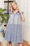 ADORA Button Down Textured Babydoll Dress - Trendsi - Flyclothing LLC