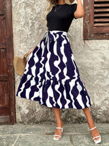 Printed Round Neck Short Sleeve Midi Dress - Trendsi - Flyclothing LLC