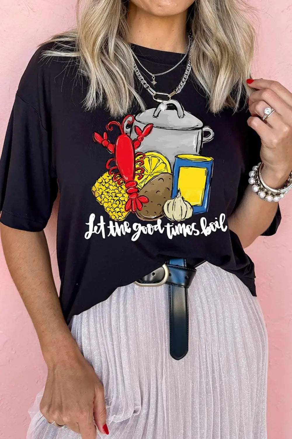 Graphic Round Neck Short Sleeve T-Shirt - Trendsi - Flyclothing LLC