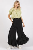 Mittoshop Lace Ruffle Asymmetric Hem Wide Leg Pants - Trendsi