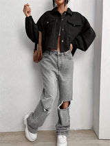 Collared Neck Dropped Shoulder Jacket - Trendsi - Flyclothing LLC