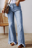 Raw Hem Bootcut Jeans with Pockets - Trendsi